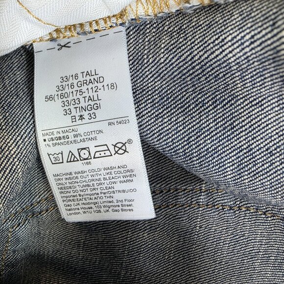 Gap Jeans Womens 33 Tall Blue Girlfriend Mid Rise Tapered Denim Low Stretch - Picture 14 of 15